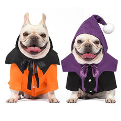 Halloween Pumpkin Dog Costume - Two-Piece Hoodie & Cape Set