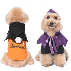 Halloween Pumpkin Dog Costume - Two-Piece Hoodie & Cape Set