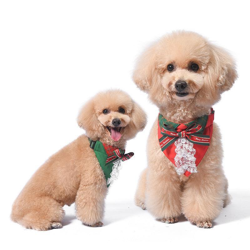 Festive Flair for Your Furry Friend: Christmas Dog Outfit with Lace Bow Tie