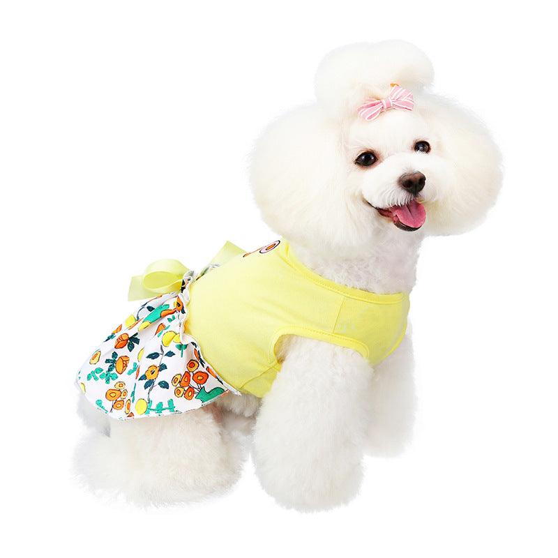 Pet's Inner Fashionista with Digital Print Bow Tie Dress