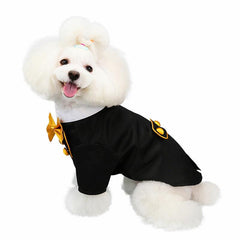 Stylish Pet Tuxedo with Golden Bow Tie