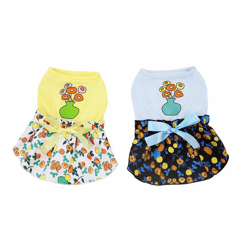 Pet's Inner Fashionista with Digital Print Bow Tie Dress