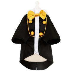 Stylish Pet Tuxedo with Golden Bow Tie