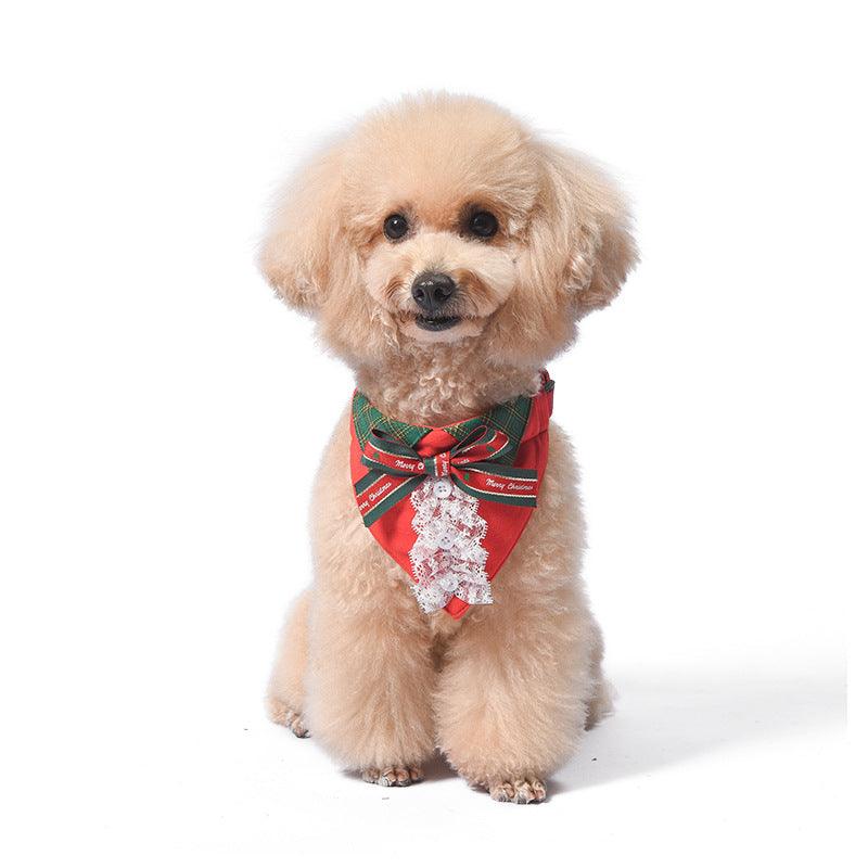 Festive Flair for Your Furry Friend: Christmas Dog Outfit with Lace Bow Tie