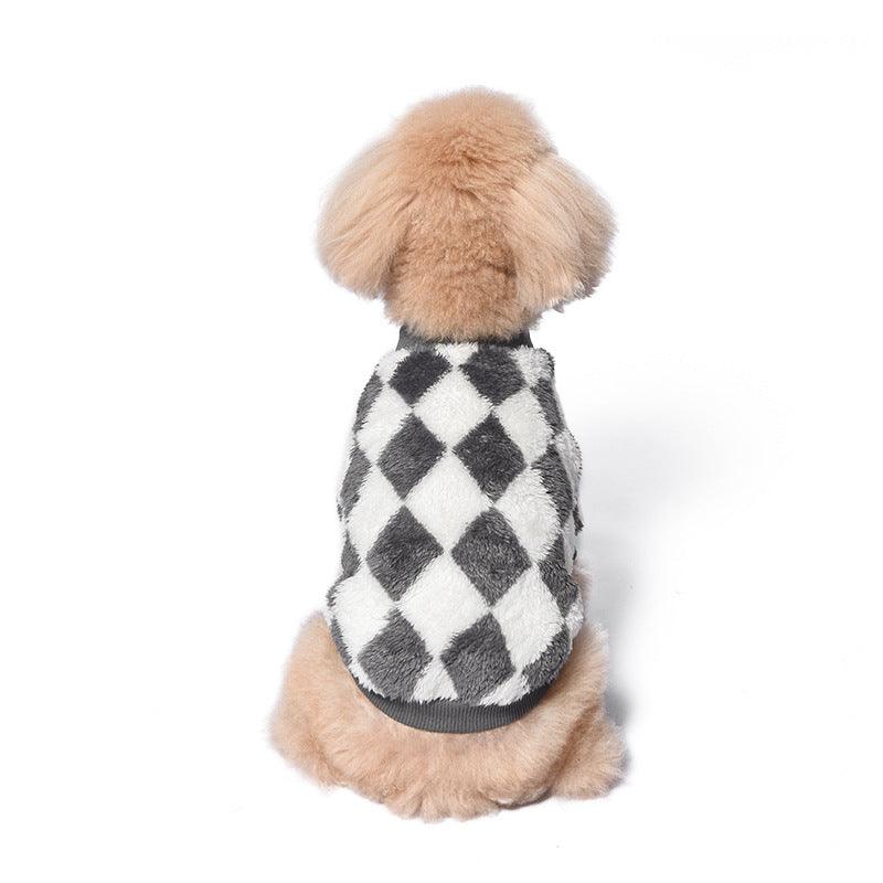 Checkerboard Charm: The Ultimate Autumn-Winter Pet Pullover